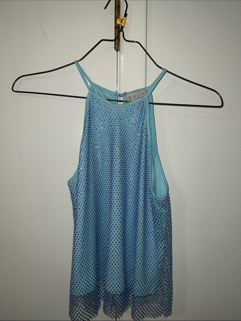 Wayf Light Blue Sequin Halter Tank